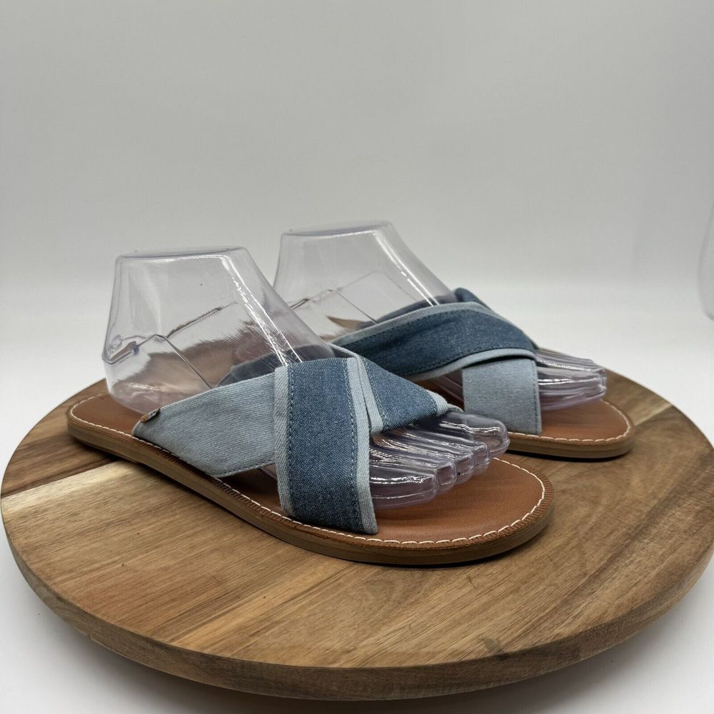 Toms Viviana Women Size Navy Lightweight Denim Casual Slides